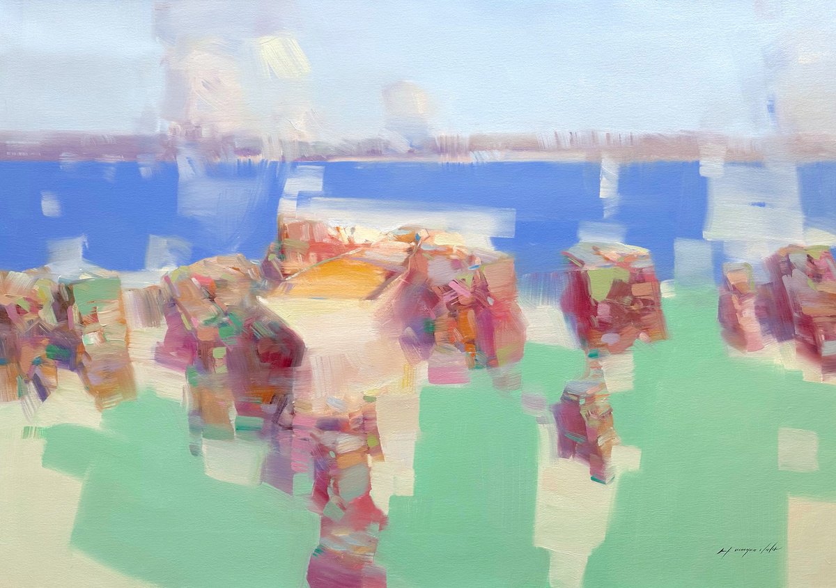 Fishing Boats By Vahe Yeremyan, 45 X 31, Artwork For Sale On Artfinder