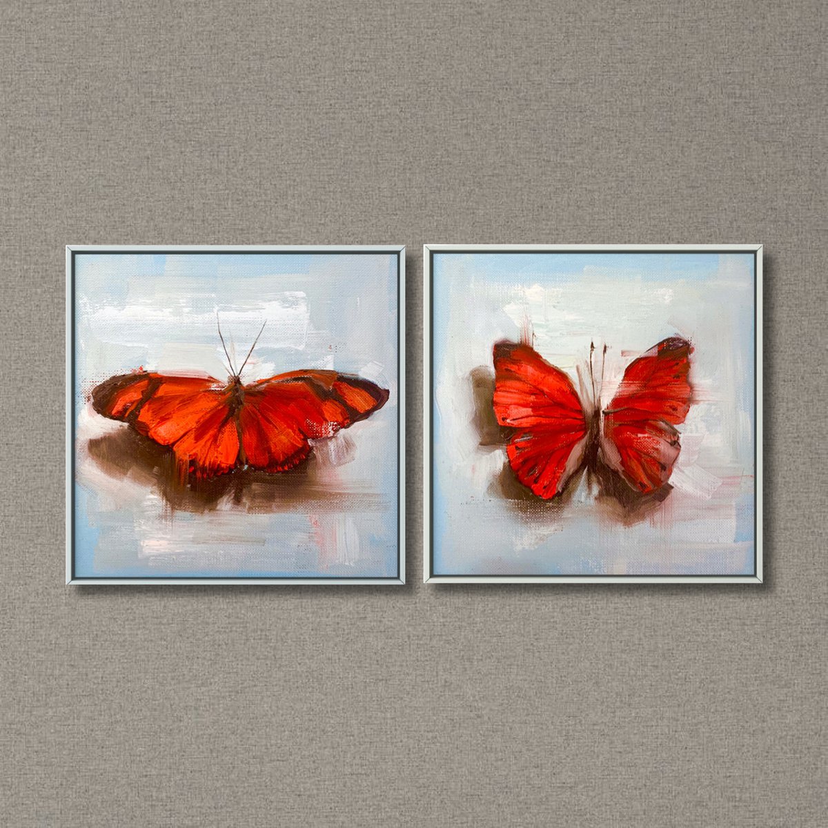 Diptych - Red butterflies - � by Alina Marsovna