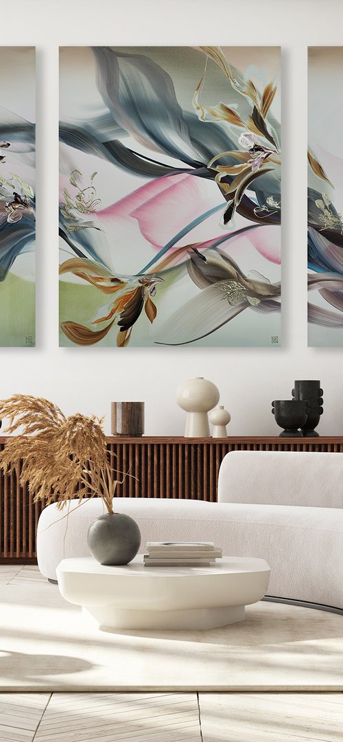 The Flow of Living Color Triptych by Novi Lim