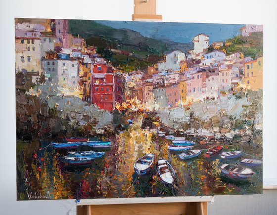 Riomaggiore, Cinque terre - Italian Landscape painting