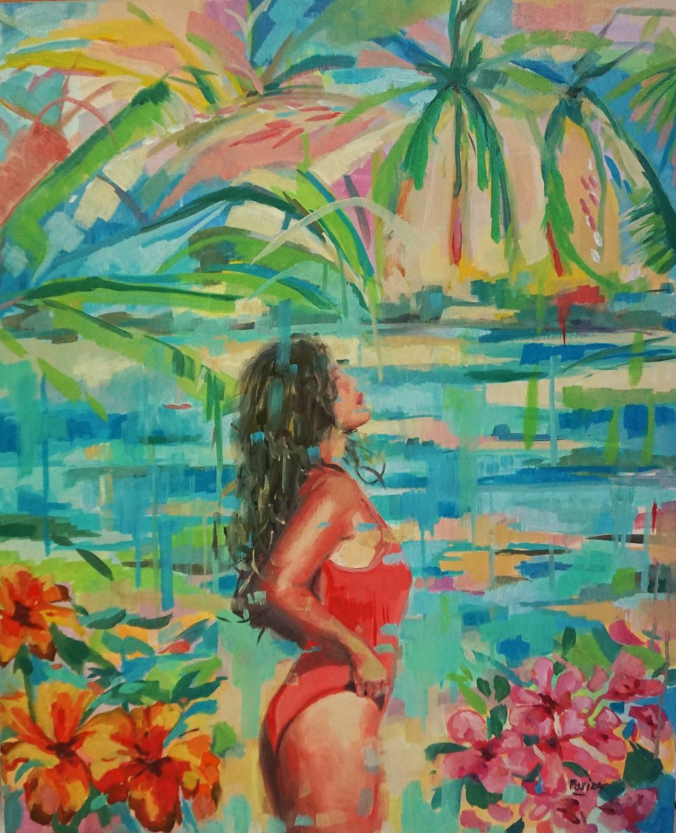 Impressionistic Portrait Oil Painting By Amaya Fernandez Fariza, 21 X 26, Girl With Flowers, Original Artwork