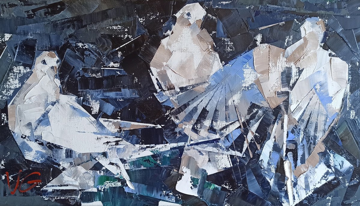 Impressionistic Animal Oil Painting By Volodymyr Glukhomanyuk, 28 X 16", Under The Wing, Original Artwork