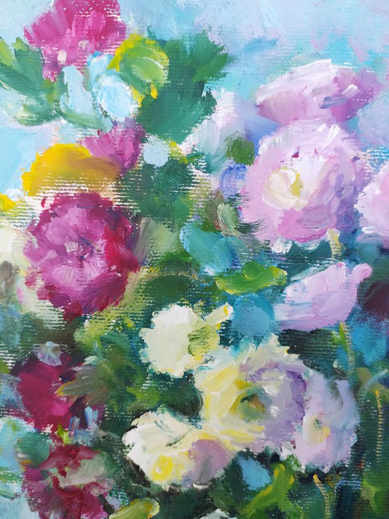 Flowers and apples