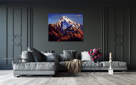Annapurna Mountains painting art Everest Mountain Himalayas Nepal