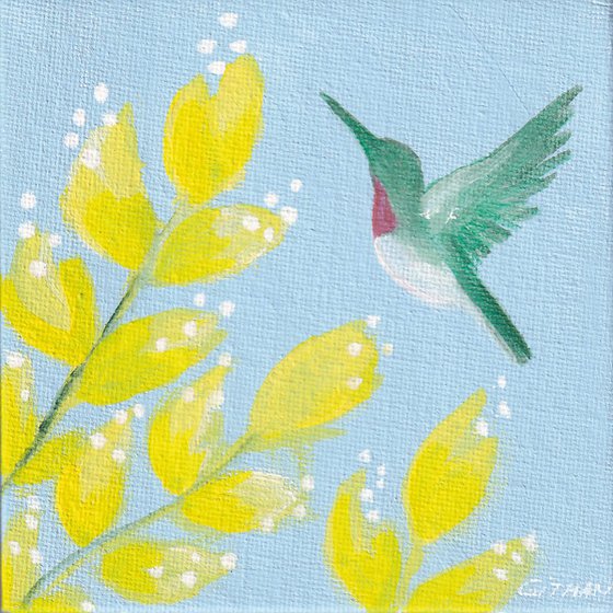 Hummingbird and flowers 4