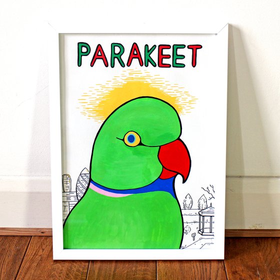 Parakeet Bird Painting on Unframed A3 Paper