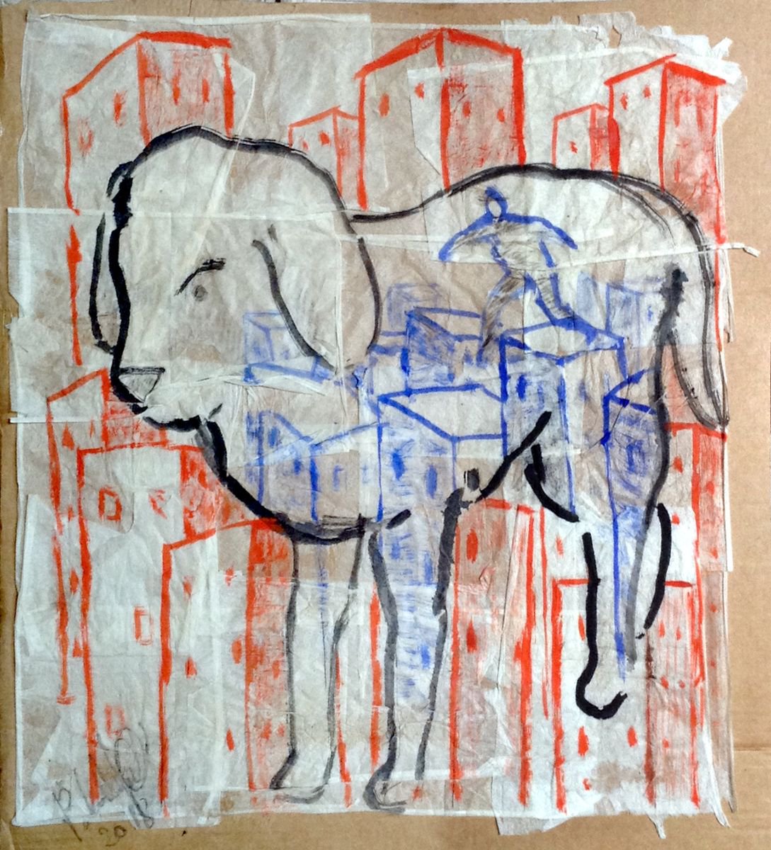 Surrealistic Animal Drawing By Paolo Beneforti, 13 X 15", He Makes It Real, Original Artwork