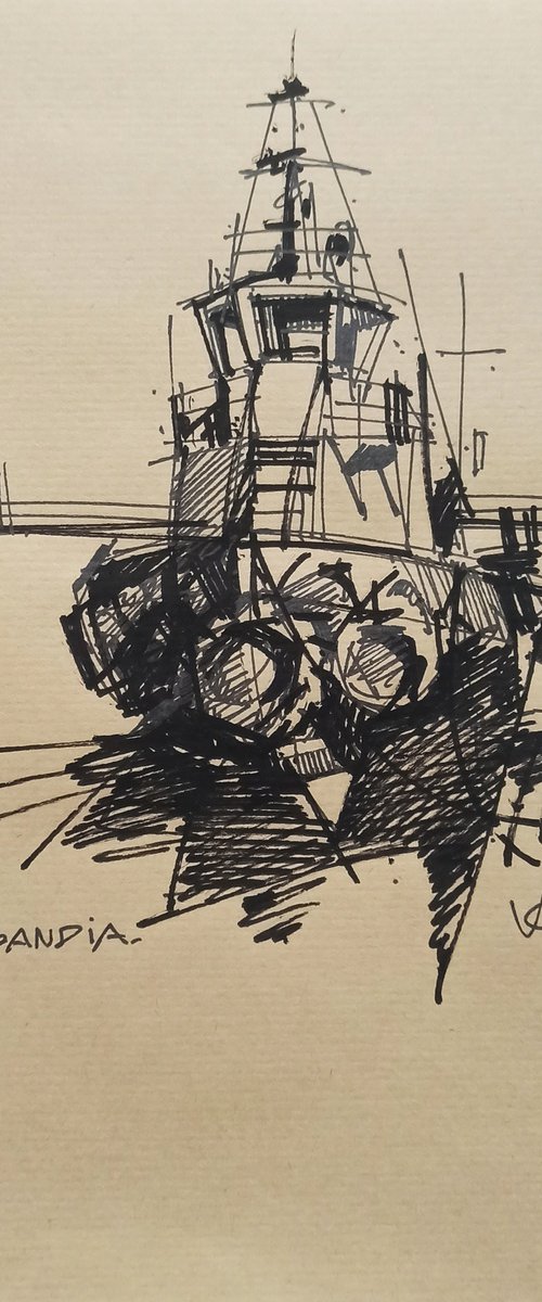 Original sketch of a TUGBOAT VB SEVILLA by Volodymyr Glukhomanyuk