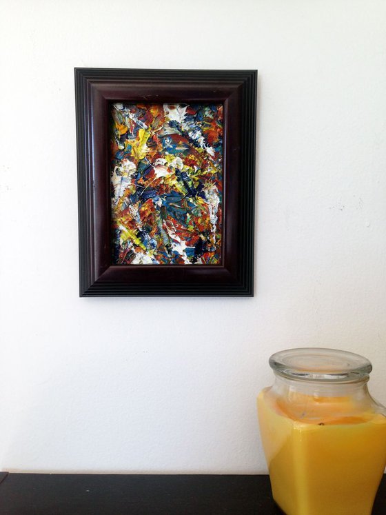 "Murder Palette" - Original PMS Micro Painting On Glass, Framed - 7.5 x 9.5 inches