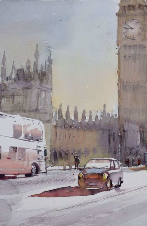 Big Ben sunset 2 by Goran Žigolić Watercolors