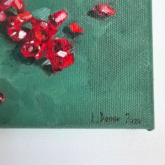 Pomegranates on metal tray