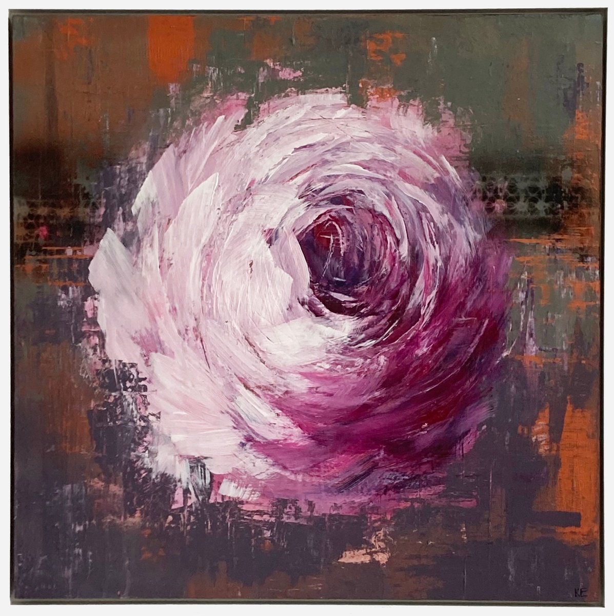 Expressive Botanical Acrylic Painting By Kath Edwards, 25 X 25", She Sets The World On Fire, Original Artwork