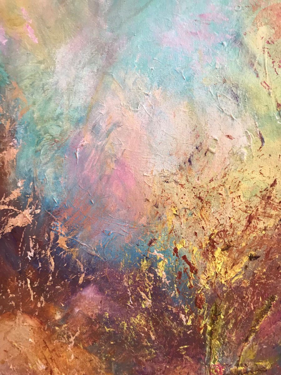 Abstract Landscape Acrylic Painting By Tetiana Pchelnykova, 16 X 24", Where The Sky, Original Artwork