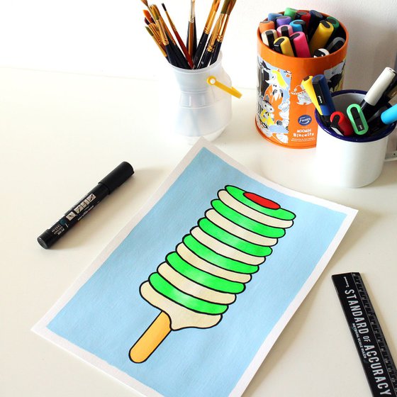 Twister Lolly - Pop Art Painting On A4 Paper (Unframed)