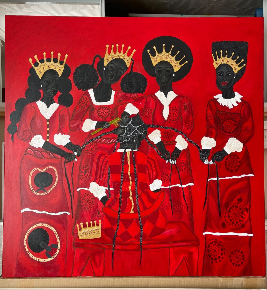 Expressive Portrait Acrylic Painting By Sophia Oshodin, 39 X 39", When We Shine, Original Artwork