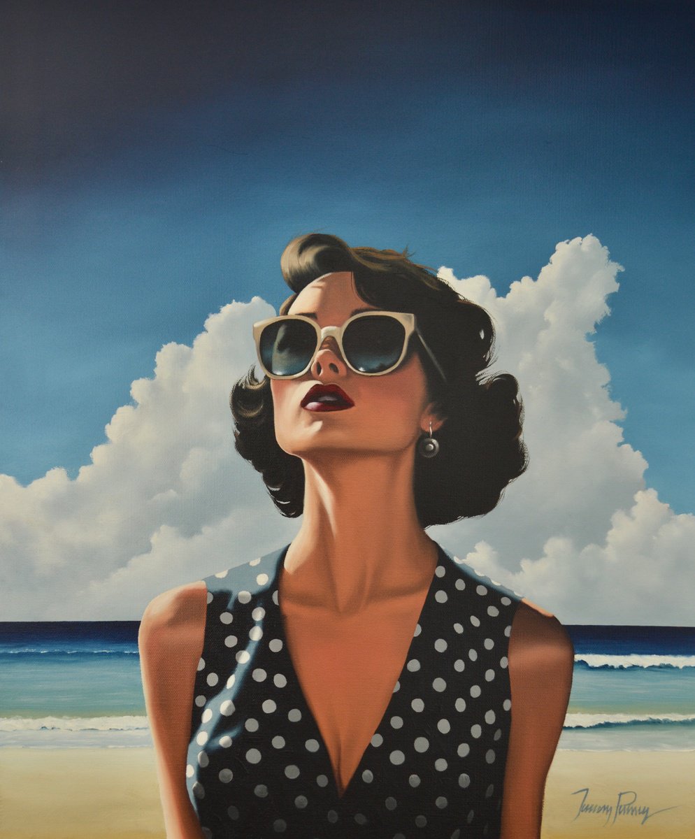 Urban And Pop Portrait Oil Painting By Johnny Popkess, 20 X 24, Gathering Clouds, Original Artwork