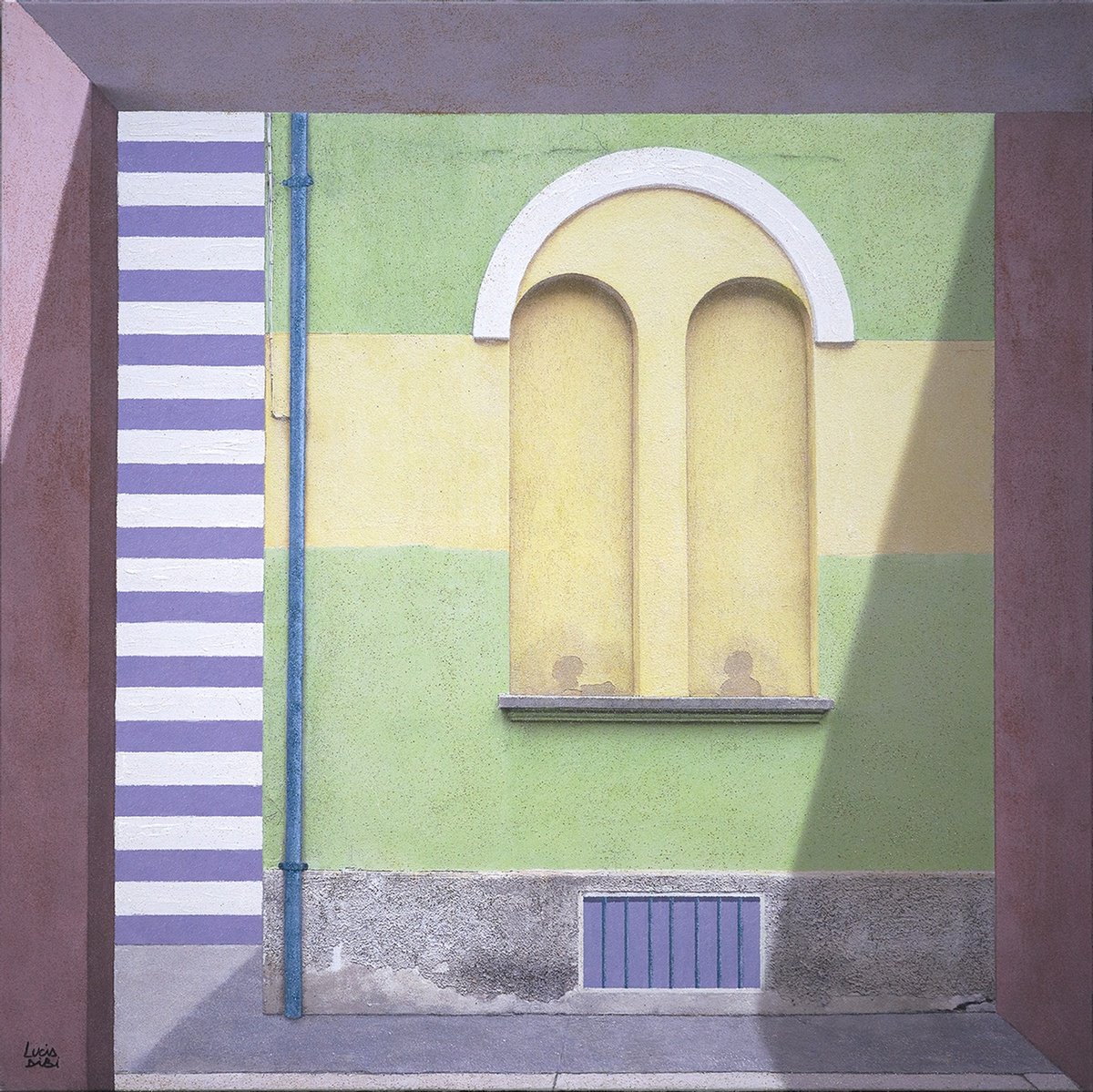 Urban And Pop Cityscapes Acrylic Painting By Lucia Dibi, 31 X 31", Finestre, Original Artwork