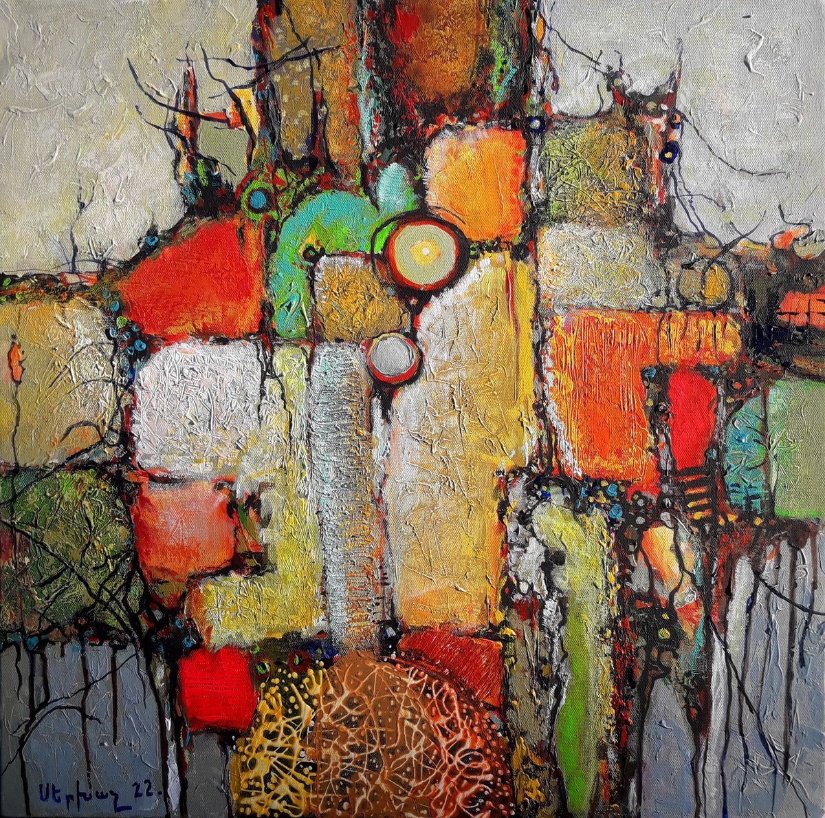 Abstract Oil Painting By Sergey Xachatryan, 24 X 24", Abstract #2634, Original Artwork