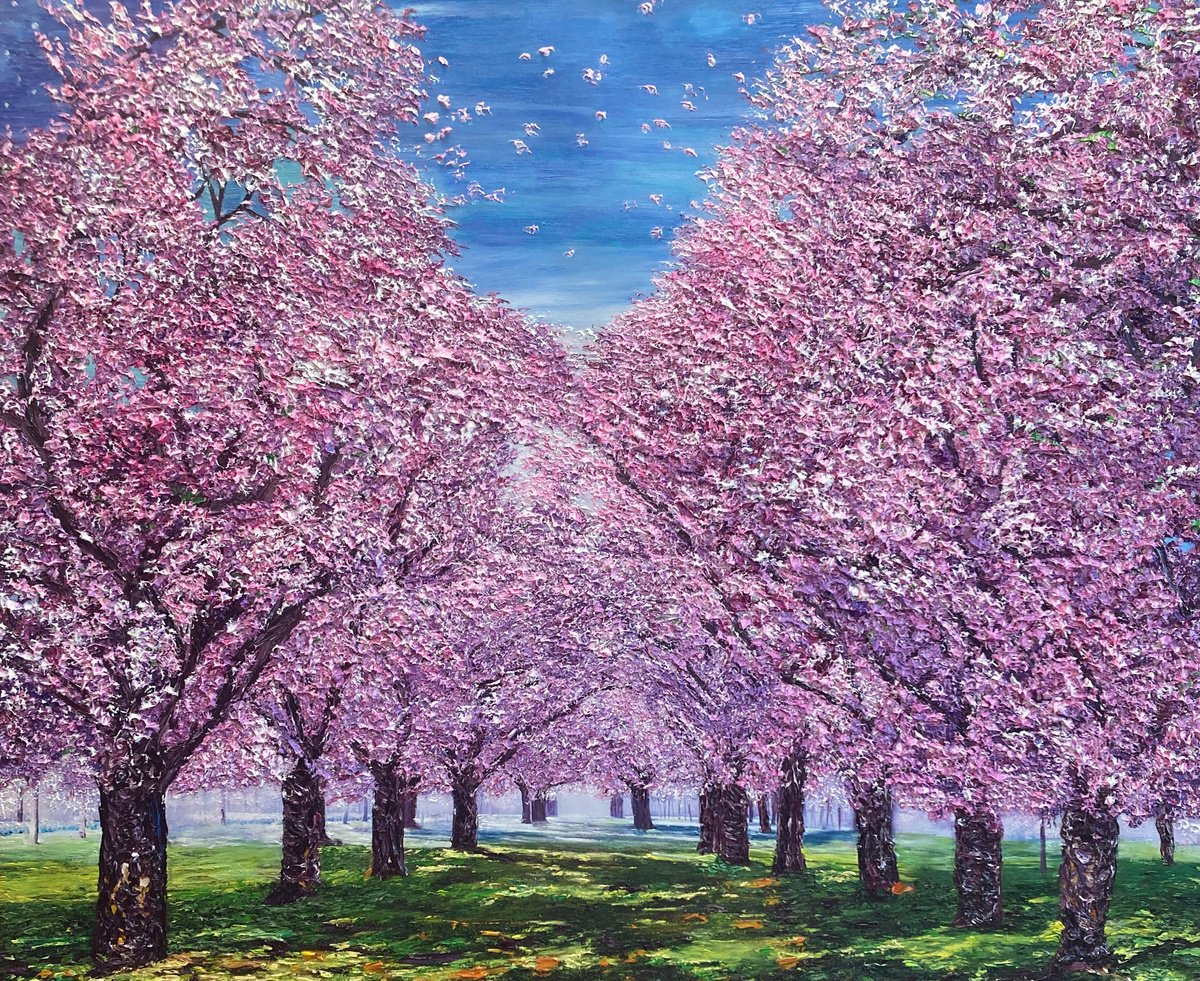 Abstract Landscape Oil Painting By Kenneth Halvorsen, 48 X 36", The Birth Of Spring, Original Artwork