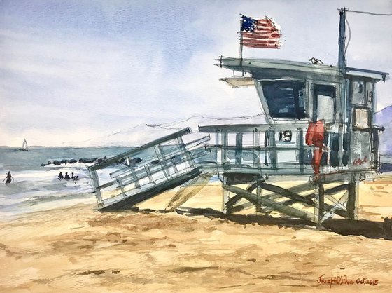 Lifeguard beach deck in California