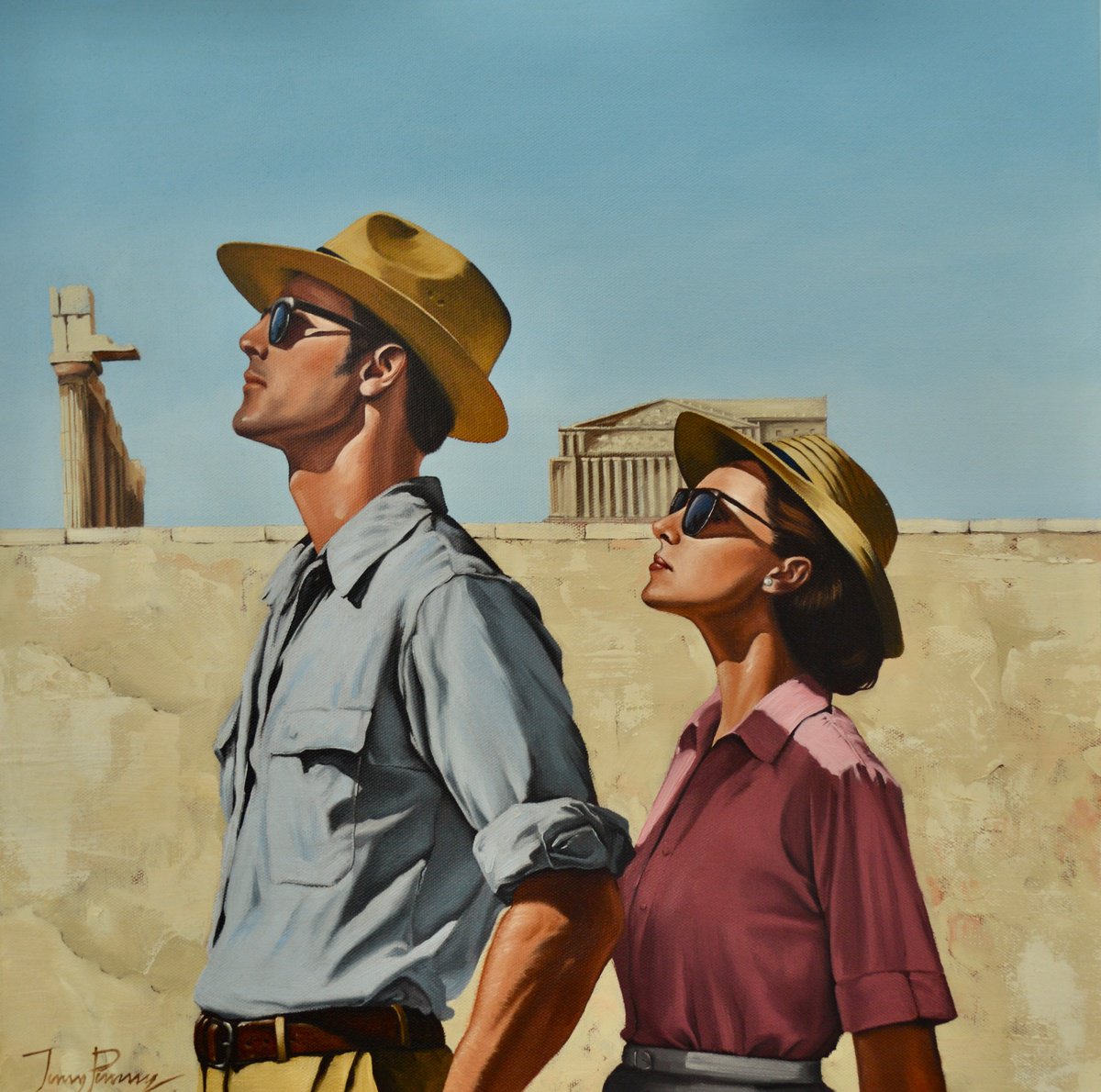 Urban And Pop Portrait Oil Painting By Johnny Popkess, 20 X 20, A Remarkable Discovery, Original Artwork