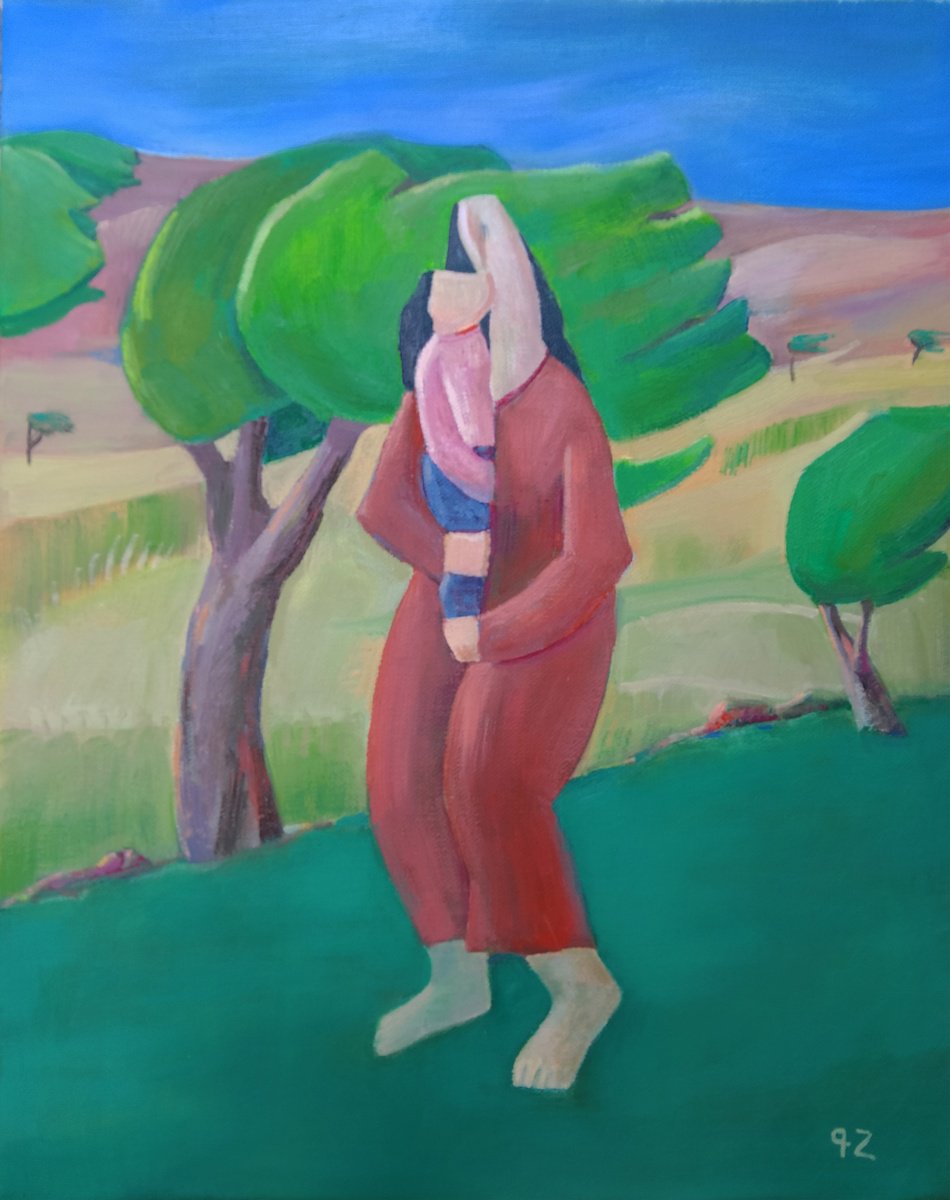 Expressive Portrait Oil Painting By Gegham Hunanyan, 16 X 20, Wind, Original Artwork