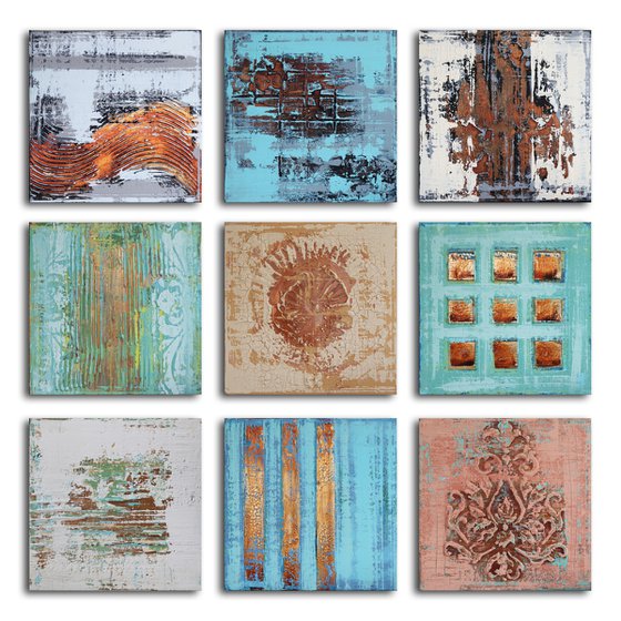 MEMORABILIA - ABSTRACT ACRYLIC PAINTING TEXTURED * PASTEL COLORS * READY TO HANG