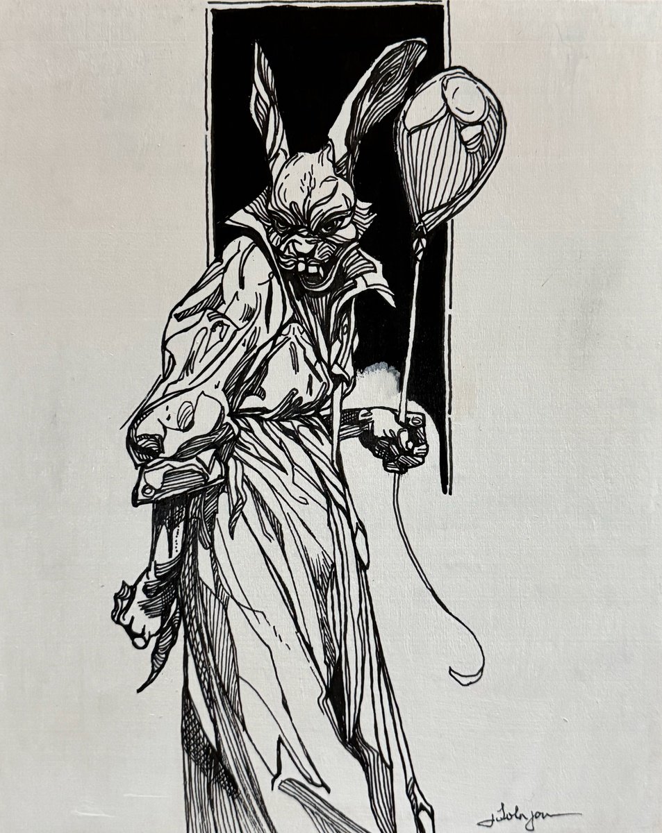 Illustrative Animal Ink Drawing By Lola Jovan, 8 X 10", I Have Eaten The Plums, Original Artwork