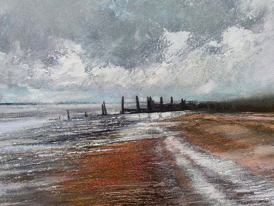 'East Beach Breaker II' Seaside, Seascape Impasto Oil Painting.