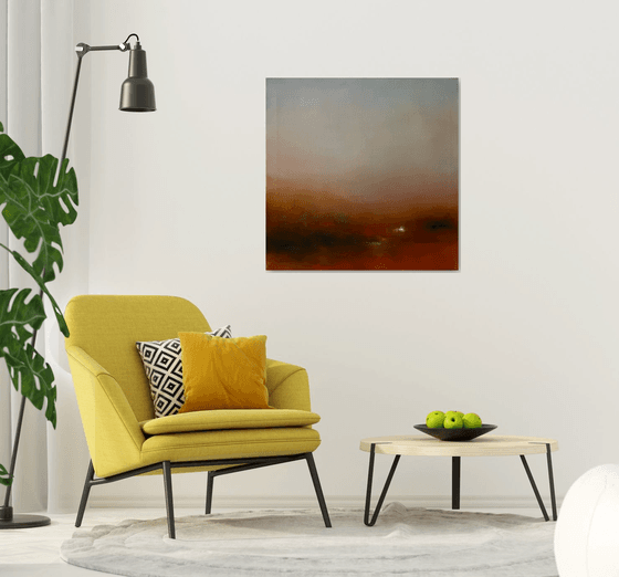 Sunrise-Sunrise 90x90 cm  - gold particles original oil painting landscape gift modern urban art office art decor home decor gift idea