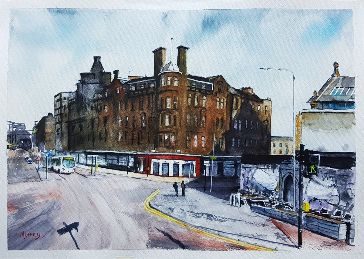 Glasgow Cityscape Watercolour Painting Scottish Artist Watercolour by
