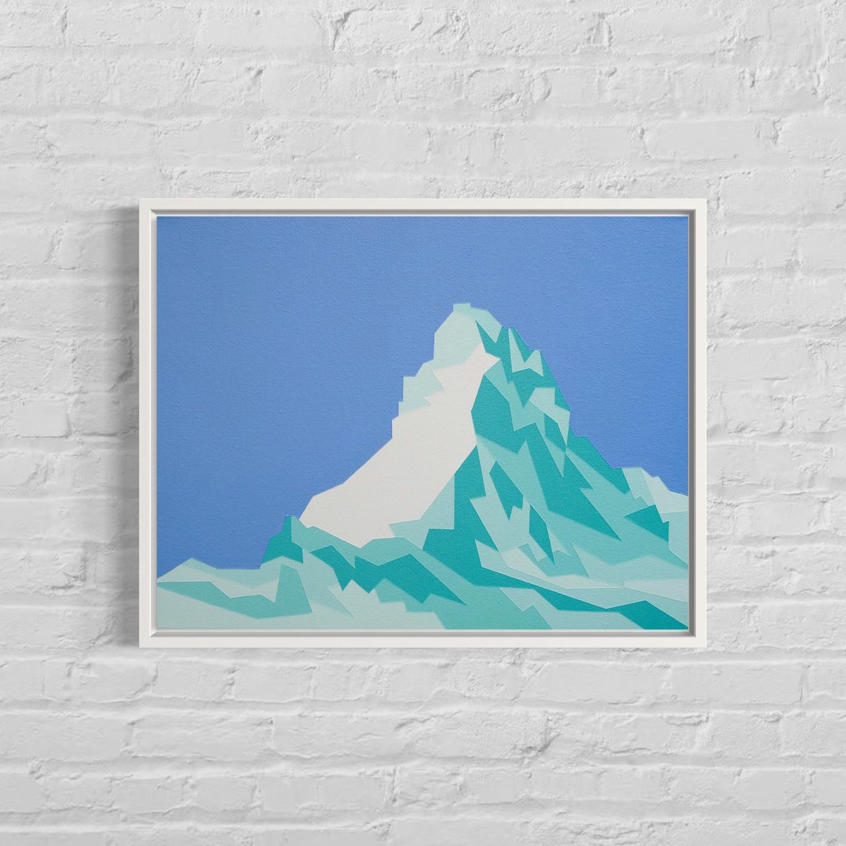 Geometric Landscape Acrylic Painting By Zoe Hattersley, 18 X 14", Matterhorn, Original Artwork