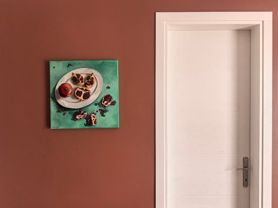 Pomegranates on plate