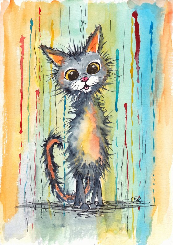 Kitty Cat in abstract colours