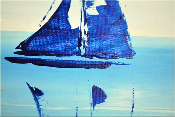 Calm Sea  - abstract acrylic painting, canvas wall art, seascape painting, framed modern art