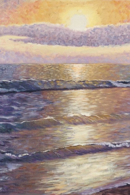 Seascape - Sea dawn in Crete by Liubov Samoilova