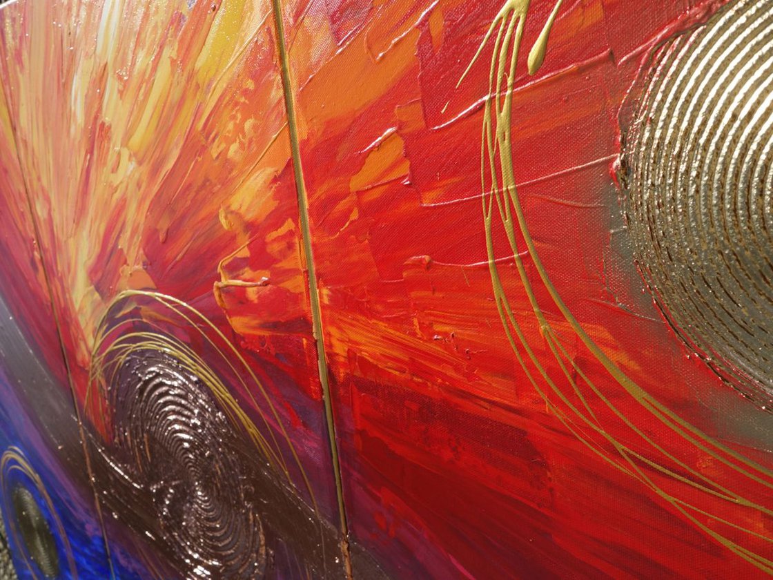 Rainbow A321 Large abstract paintings Palette knife 100x150x2 cm set of