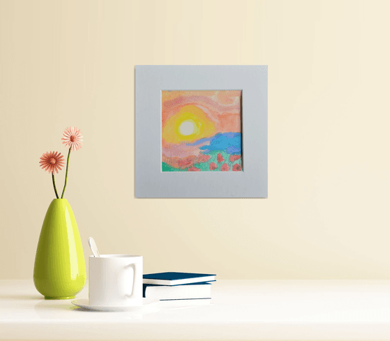 Poppies at Dawn - Mounted Watercolour, small gift idea