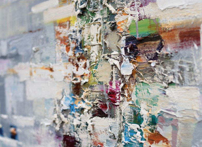 Original Gray Abstract painting Oil painting by Anastasiia Valiulina