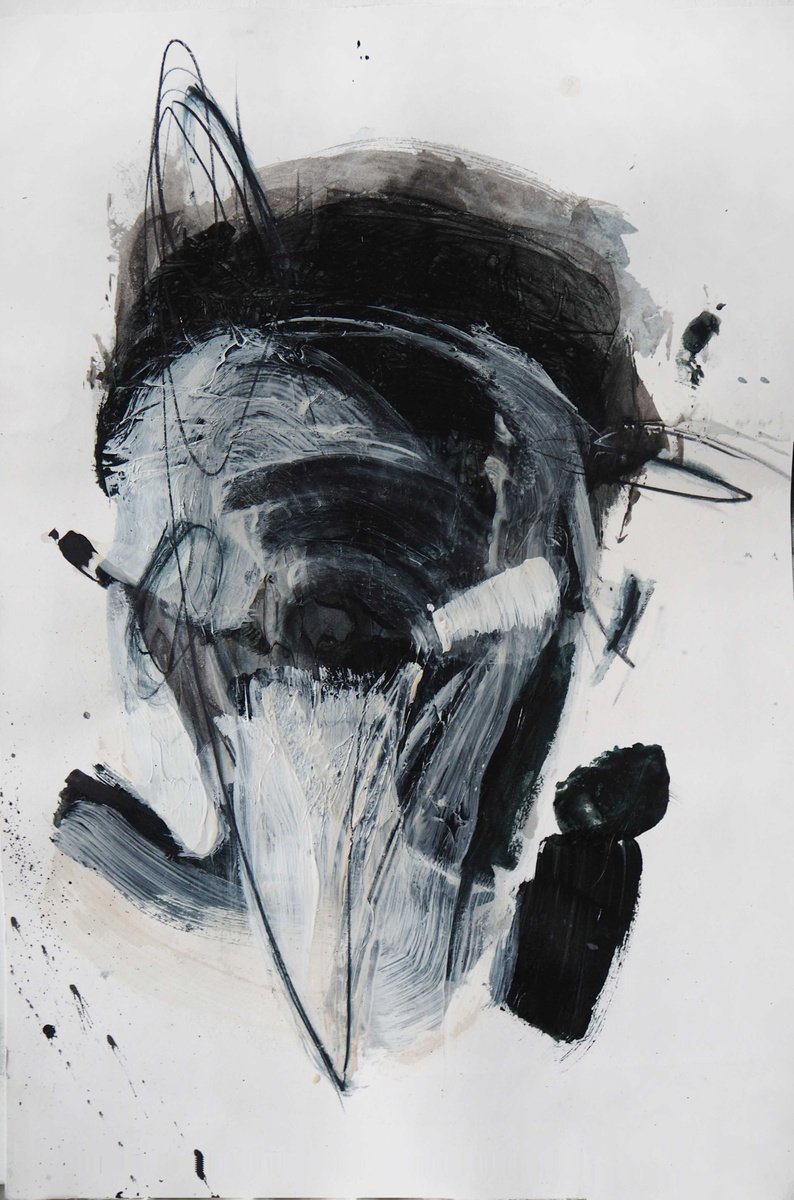 Expressive Portrait Drawing By Cynthia Gregorova, 20 X 28, Extatic, Original Artwork