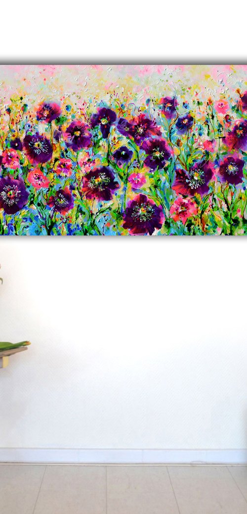 Opium Poppy Field, Purple Poppies by Soos Roxana Gabriela