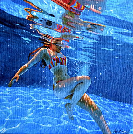 Underneath XXXIII - Miniature swimming painting