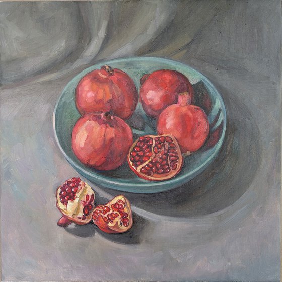 Pomegranates in Turquoise Bowl