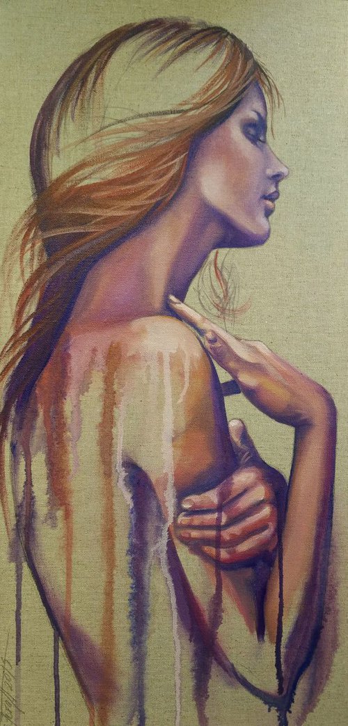 "Like a virgin I"60x30x2cm,original oil,painting on canvas , ready to hang by Elena Kraft