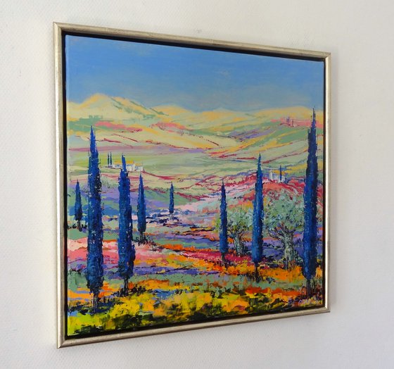 Blue cypresses