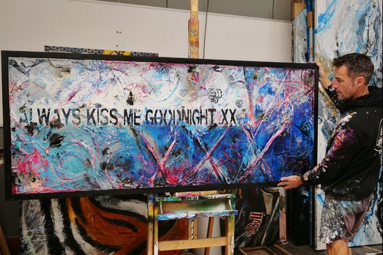 Always Kissing Blue 200cm x 80cm Blue Urban Pop Art