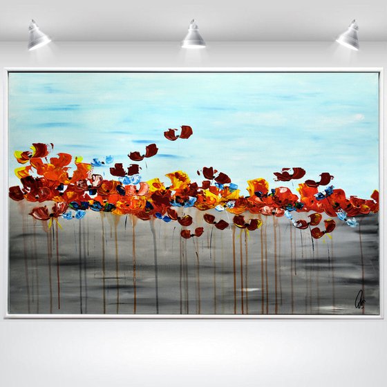 Meadow in Summer  - Abstract Art - Acrylic Painting - Canvas Art - Framed Painting - Abstract Flower Painting - Ready to Hang