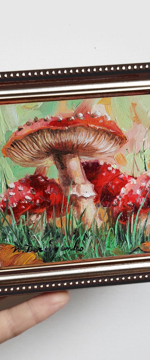 Fly agaric Mushroom painting by Nataly Derevyanko