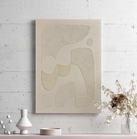 "Bay" Beige high textured acrylic art