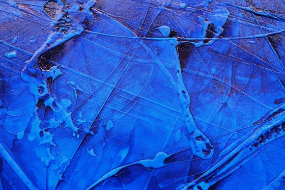 Inked Euphoria 270cm x 120cm Blue Textured Abstract Art